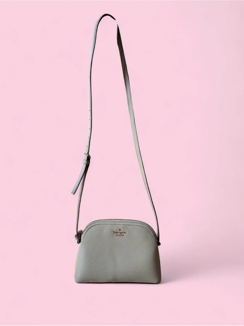 Kate Spade Gray Pebble Leather Shoulder Crossbody Gold Hardware EUC